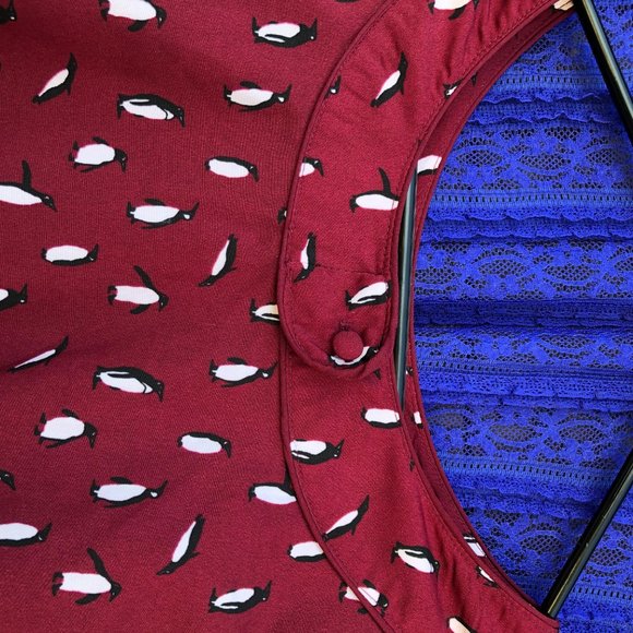 SOLD! Pretty Vacant 3/4 Sleeve Dress, Up Close and Personality Penguin Dress. - Picture 3 of 6